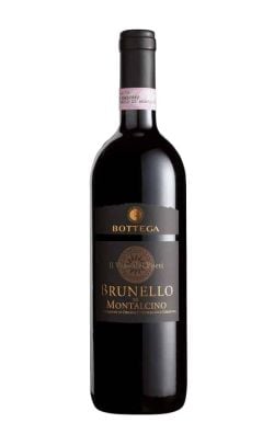 Bottega Brunello di Montalcino DOCG 0.75 L – expresia supremă a Toscanei din Sangiovese maturat Bottega Brunello di Montalcino DOCG 0.75 L vin roșu premium Italia, vin Bottega Brunello di Montalcino 0.75L sticlă pe fundal alb, Brunello di Montalcino DOCG Bottega 0.75L