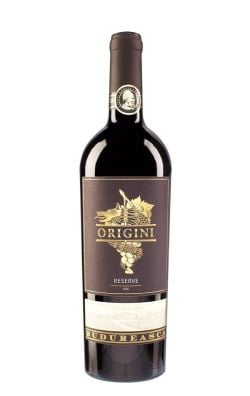 Budureasca Origini Reserve 0.75 L – vin roșu sec intens și sofisticat, reprezentativ pentru terroir-ul Dealu Mare Budureasca Origini Reserve 0.75 L vin roșu sec România, cupaj Cabernet Sauvignon–Merlot–Shiraz Dealu Mare, vin roșu românesc baricat premium, vin de colecție cu taninuri catifelate și arome de fructe negre, vin roșu intens pentru friptură și vânat, vin roșu românesc 14.5% alc., ediție limitată Budureasca Origini Reserve