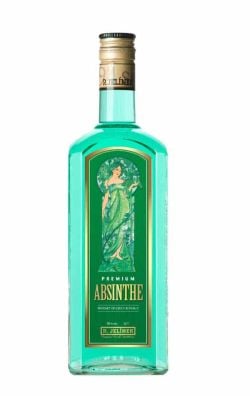 R. Jelinek Premium Absinthe – Absint Verde R. Jelinek Premium Absinthe – sticlă de absint verde, Absint Premium R. Jelinek – produs din Cehia (fundal alb), Sticlă R. Jelinek Absinthe – prezentare e-commerce