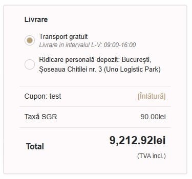 Selectarea metodei de livrare