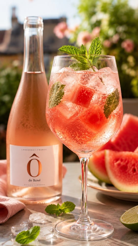 Rosé Spritz cu prosecco și pepene roșu