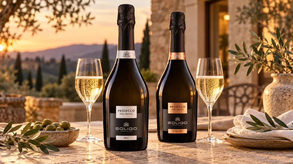 Soligo Brut și Extra Dry: reperele unei alegeri inspirate Soligo Treviso Brut și Extra Dry într-o scenă lifestyle pentru comparația celor două stiluri